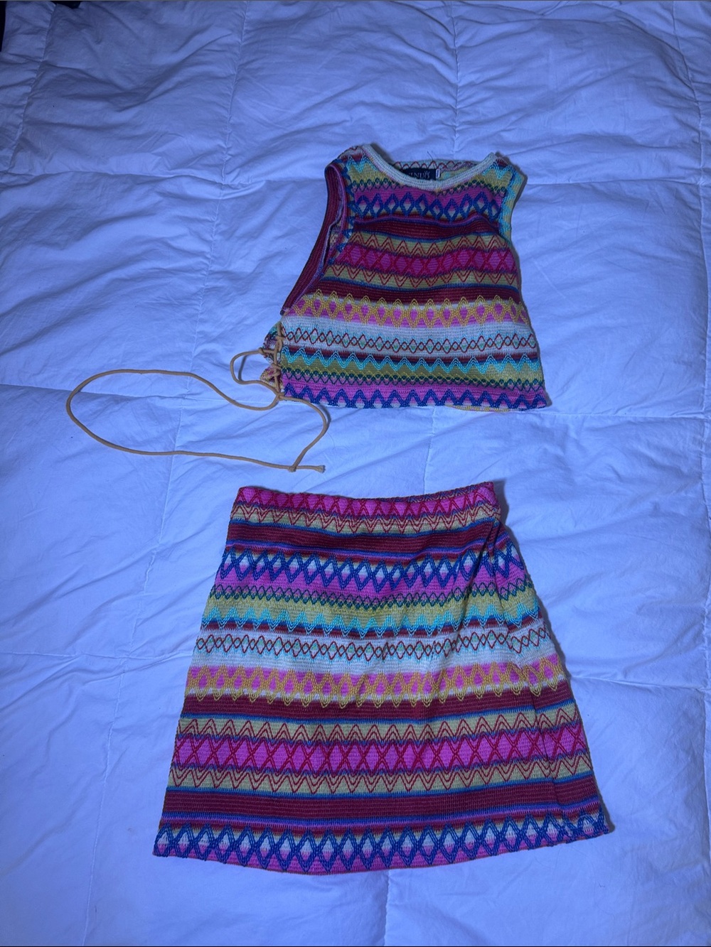 Colorful Striped Knit Two-Piece Set — Multicolor